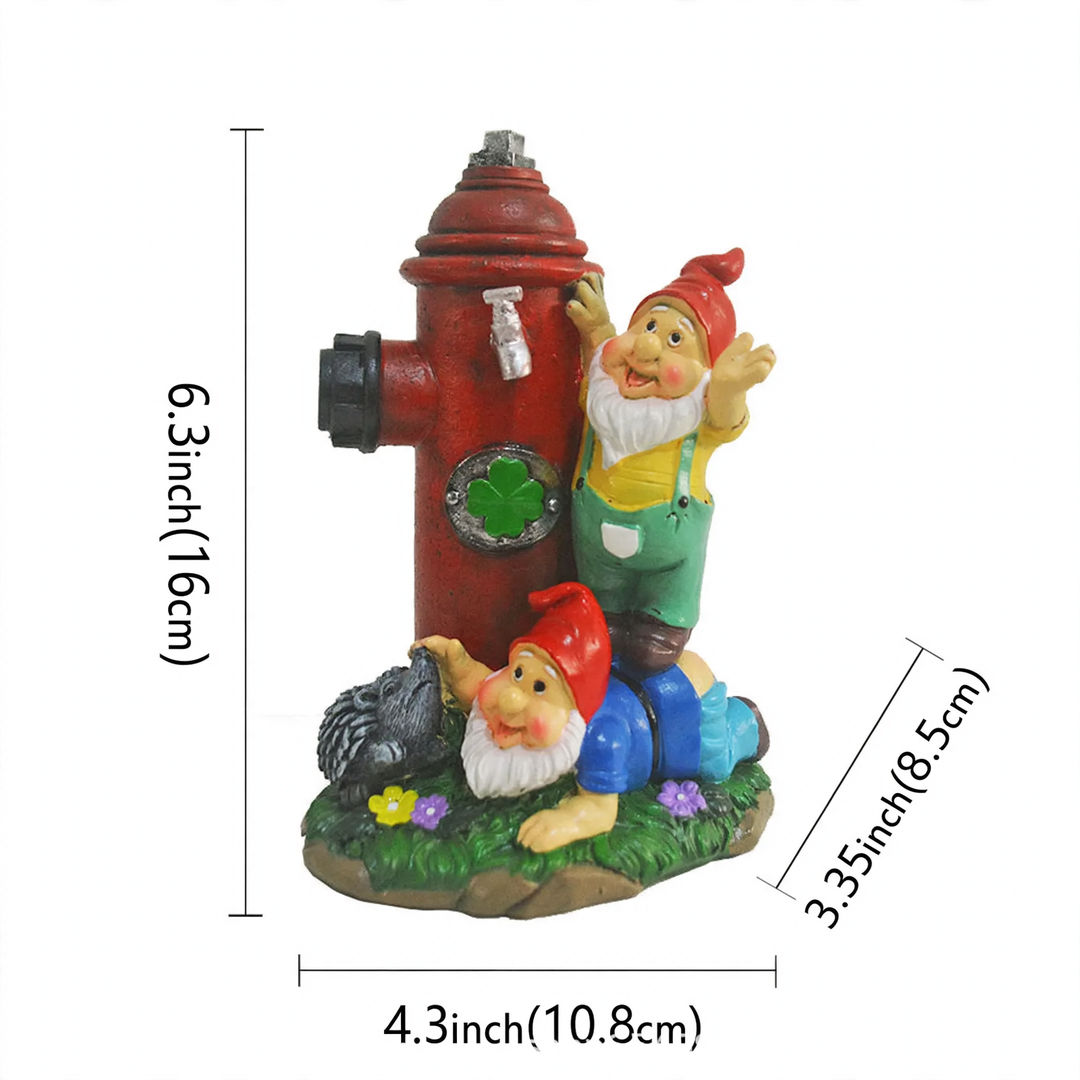 Gnome figure with red hat and fire hydrant motif