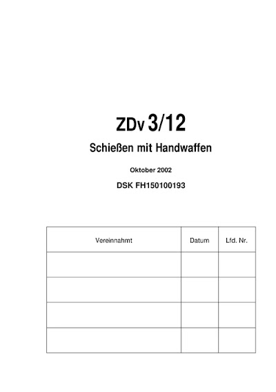 german zdv312 schiessen mit handwaffen