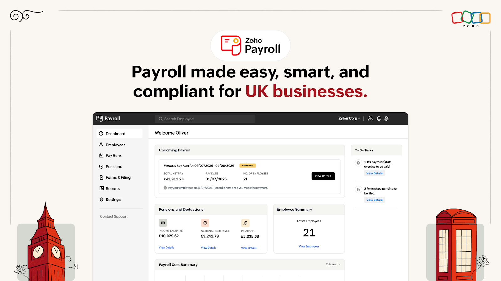 Zoho Payroll UK: Streamline PAYE and HMRC Compliance