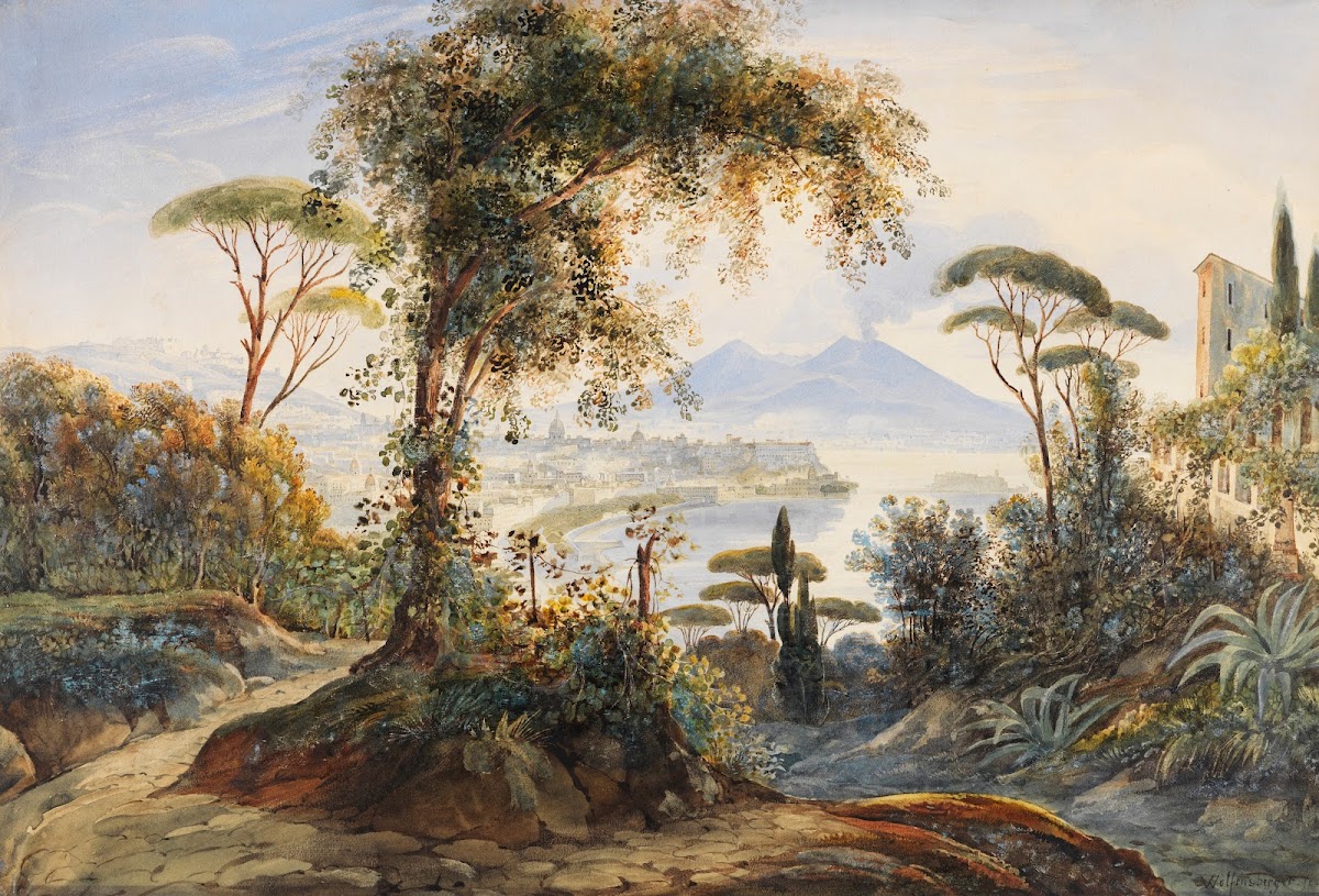 Ansicht von Neapel mit dem Golf und dem Vesuv im Hintergrund 1827