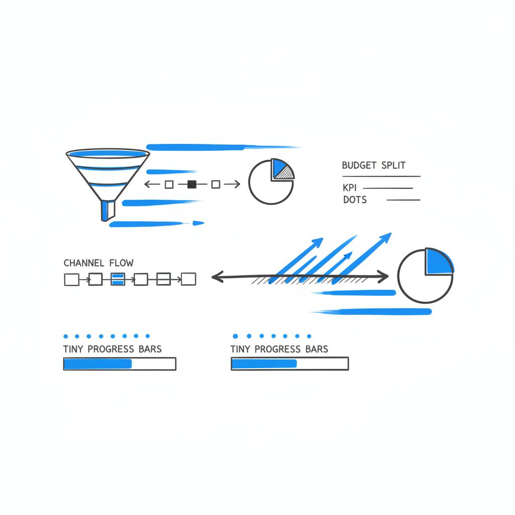 Vector notebook-style sketch showing motion with blue streaks and dark-gray workflow diagrams on white background, conveying platform momentum and growth &mdash; 1000 views on TikTok