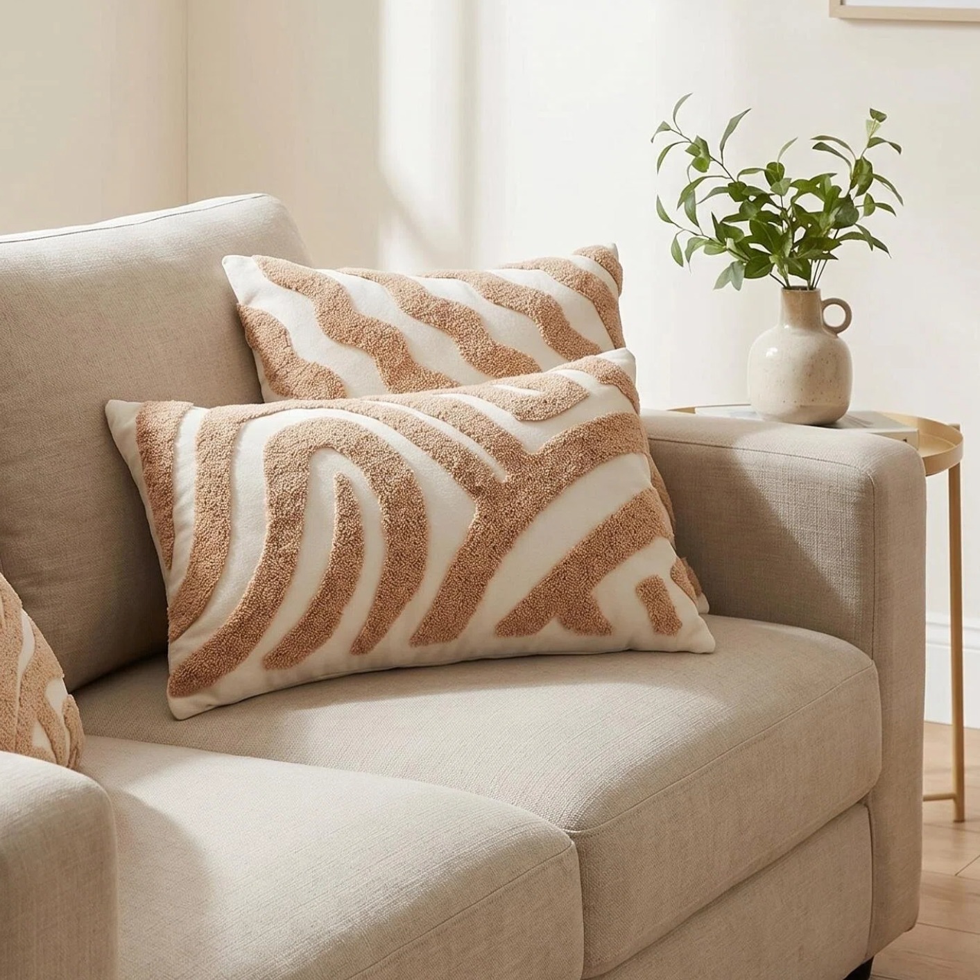 Tufted pillow cover, abstract patterns, 45×45 cm