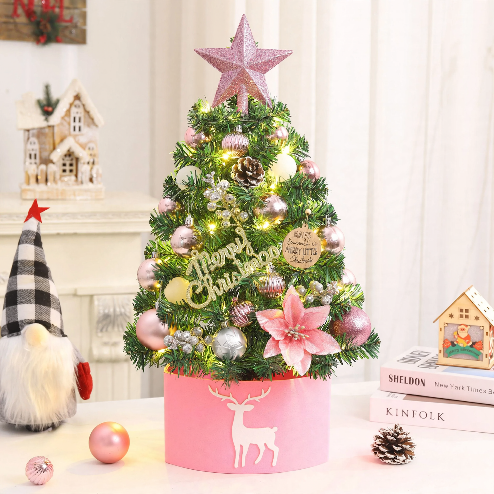 Mini-Weihnachtsbaum mit Dekoration, 45/60 cm, PVC