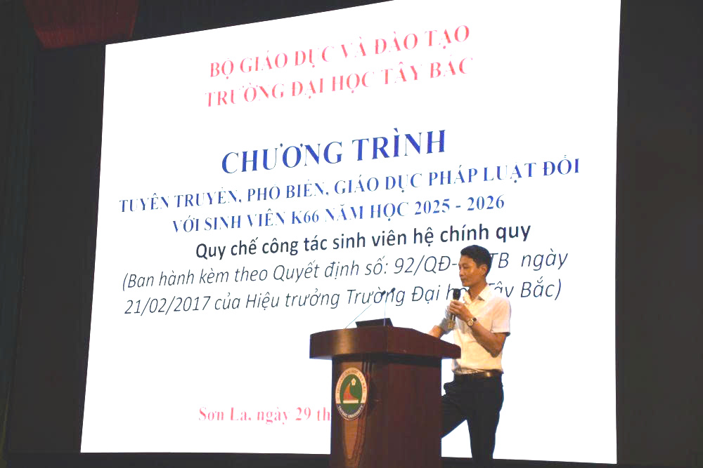 Trường Đại học Tây Bắc tổ chức chương trình tuyên truyền, phổ biến, giáo dục pháp luật đối với sinh viên k66 năm học 2025-2026