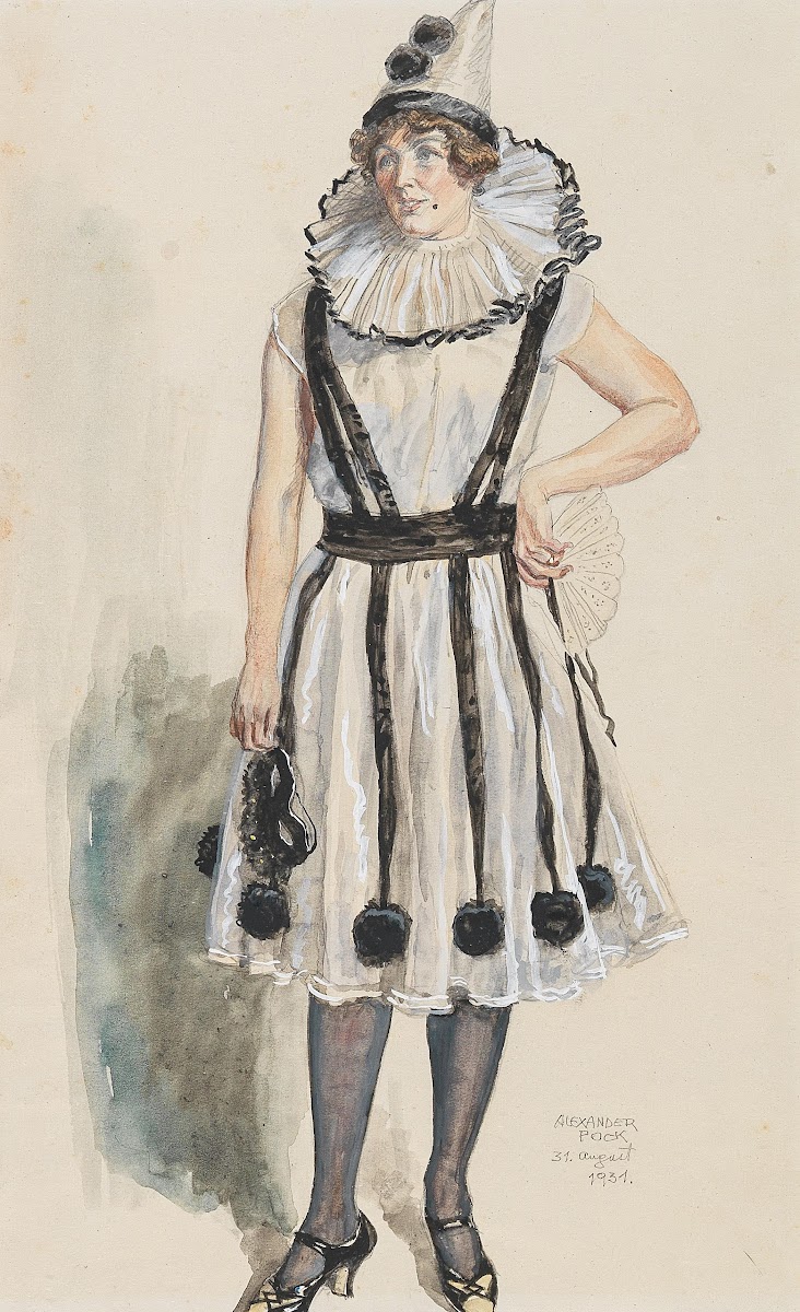 Dame in Kostüm der Columbine
