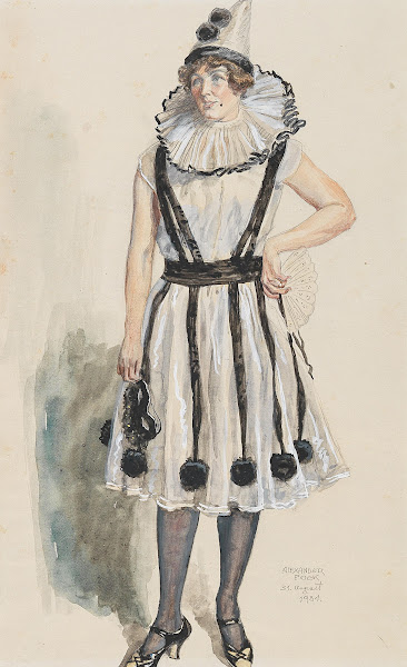 Dame in Kostüm der Columbine
