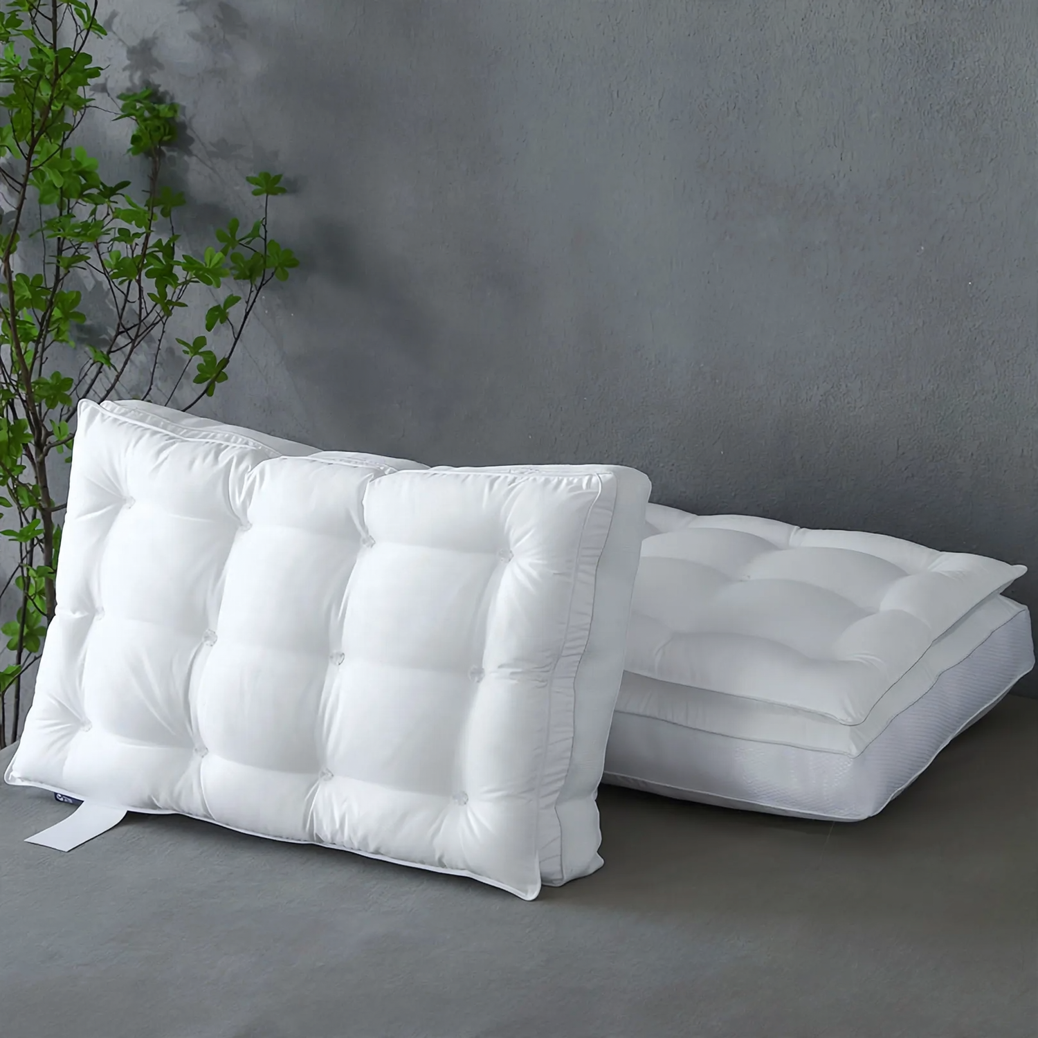 Cotton pillow with double layer, rectangular