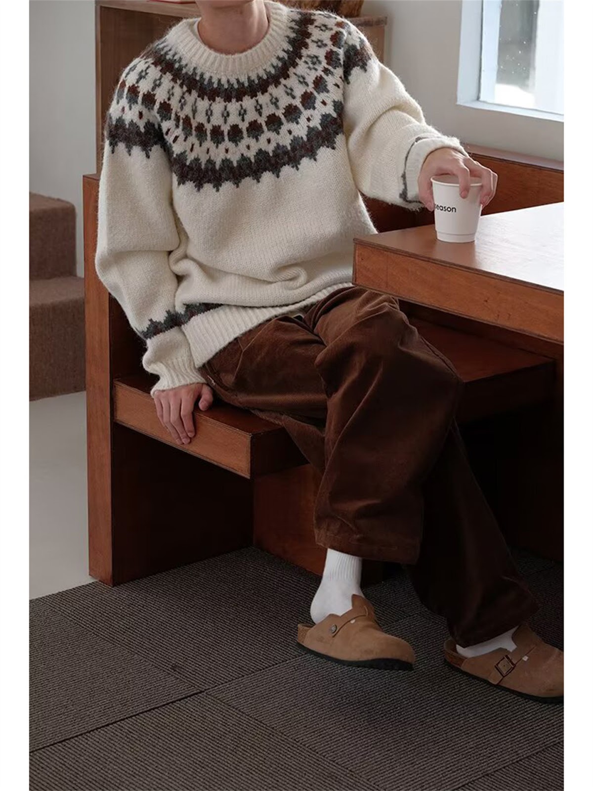 Fair Isle Strickpullover, Vintage-Stil, Unisex