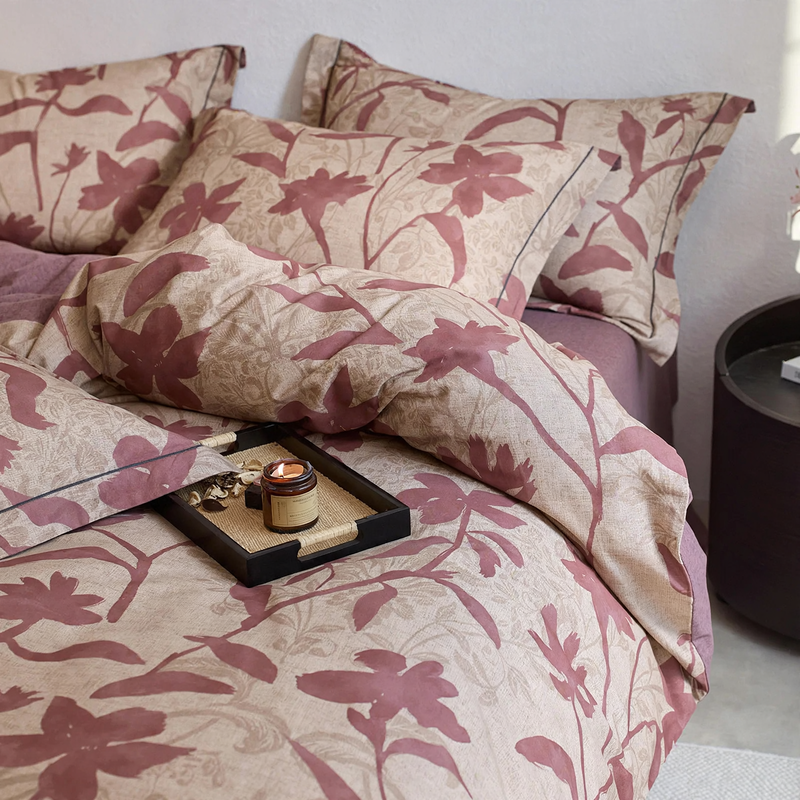 Cotton bedding with floral pattern, 4-piece