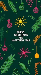 Abstract Neon Doodle Christmas Greeting Card Design