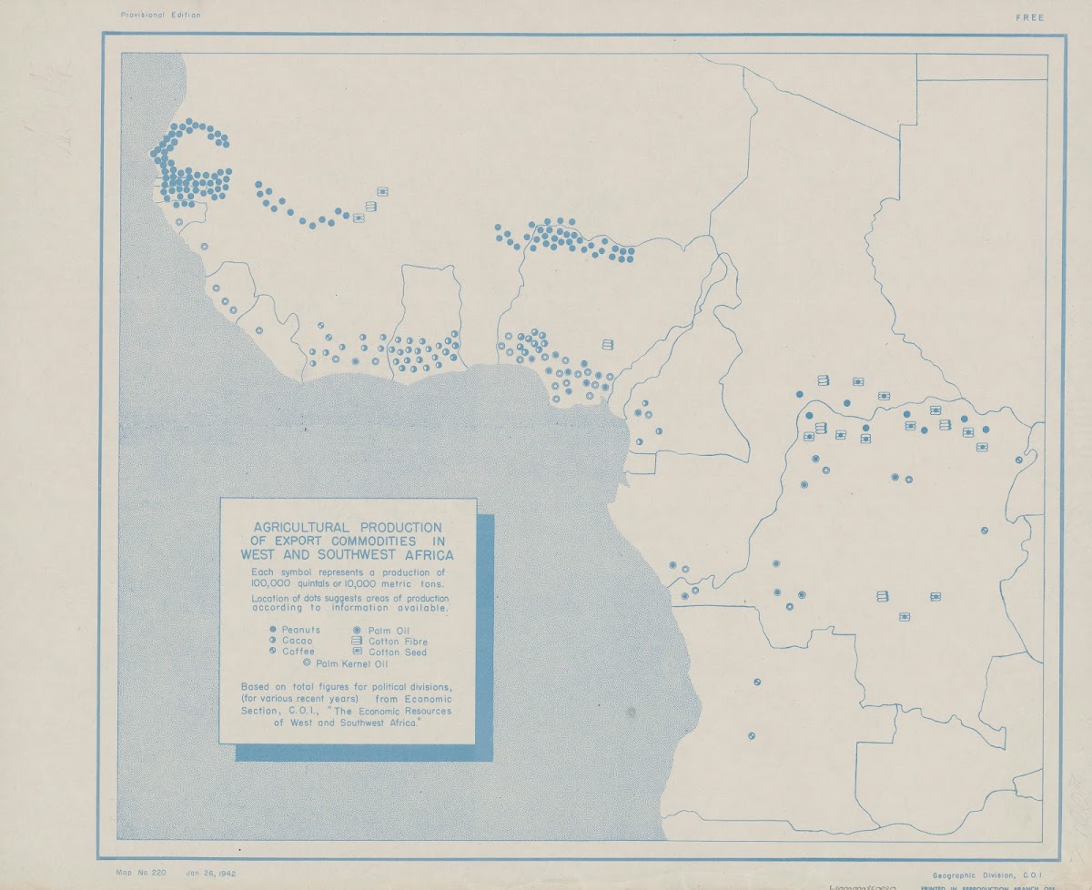 Agricultural production of export commodities in west and southwest Africa 1942