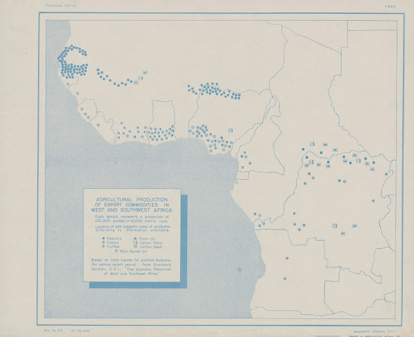 Agricultural production of export commodities in west and southwest Africa 1942