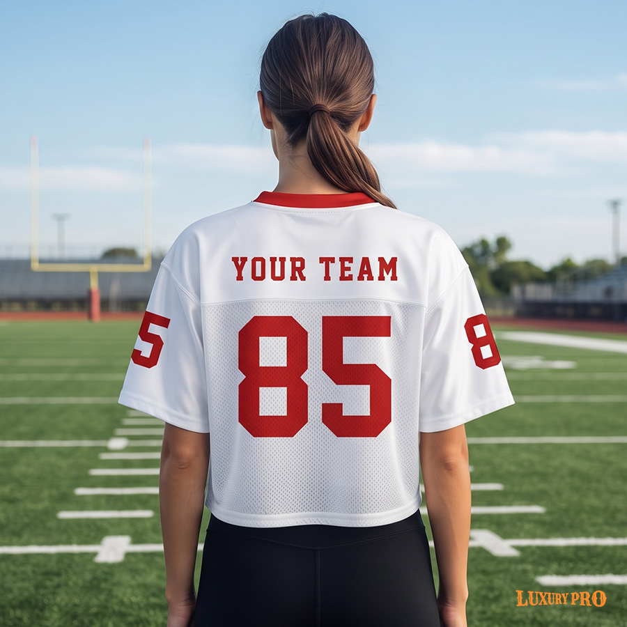 AOP Women's V-Neck Spliced Rugby Jersey