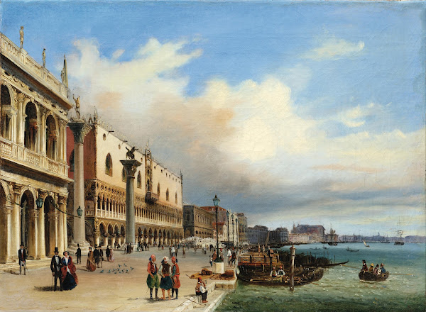 Venice A View of the Riva degli Schiavoni with the Doges Palace 1859