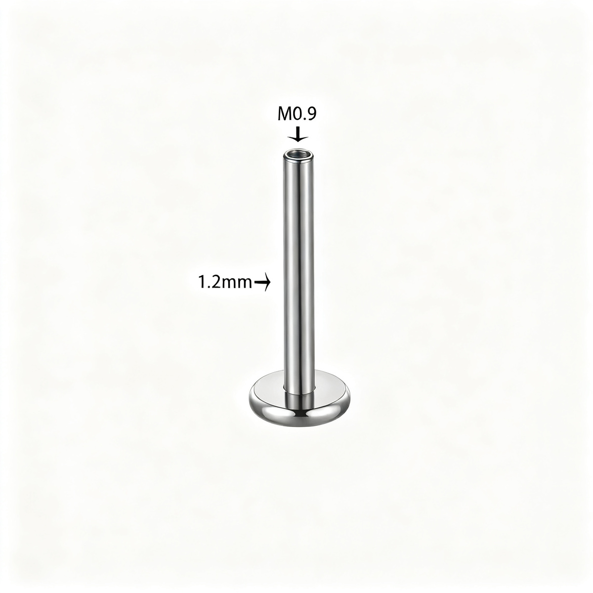Titan-Piercingstab, flache Basis, Innengewinde