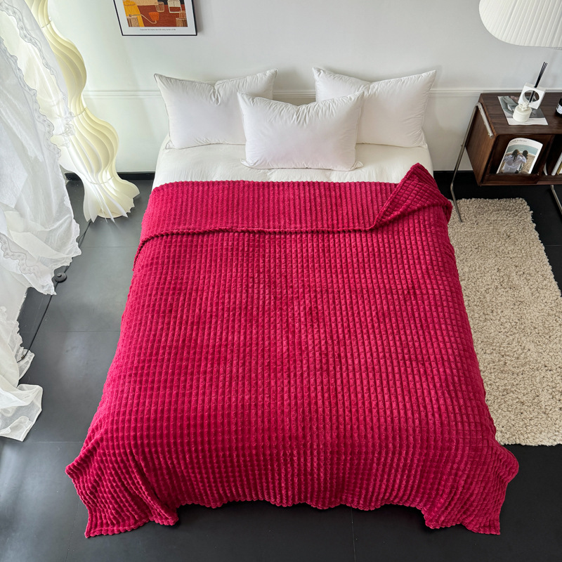 Fluffy flannel throw blanket, solid color, various sizes