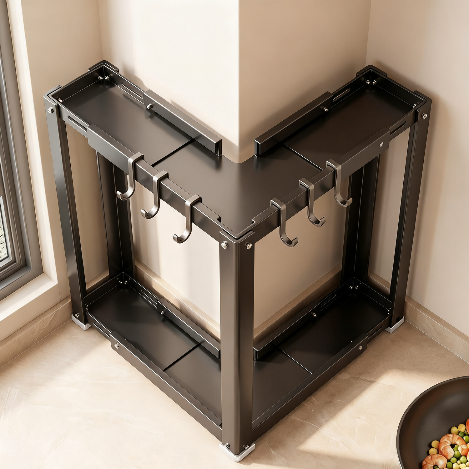 Wall shelf for kitchen, carbon steel, 2–3 levels