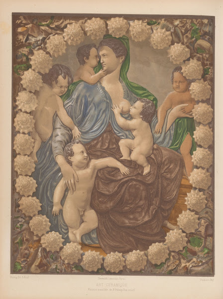 Faïence émaillée de B Palissy Bas relief 1859 1864