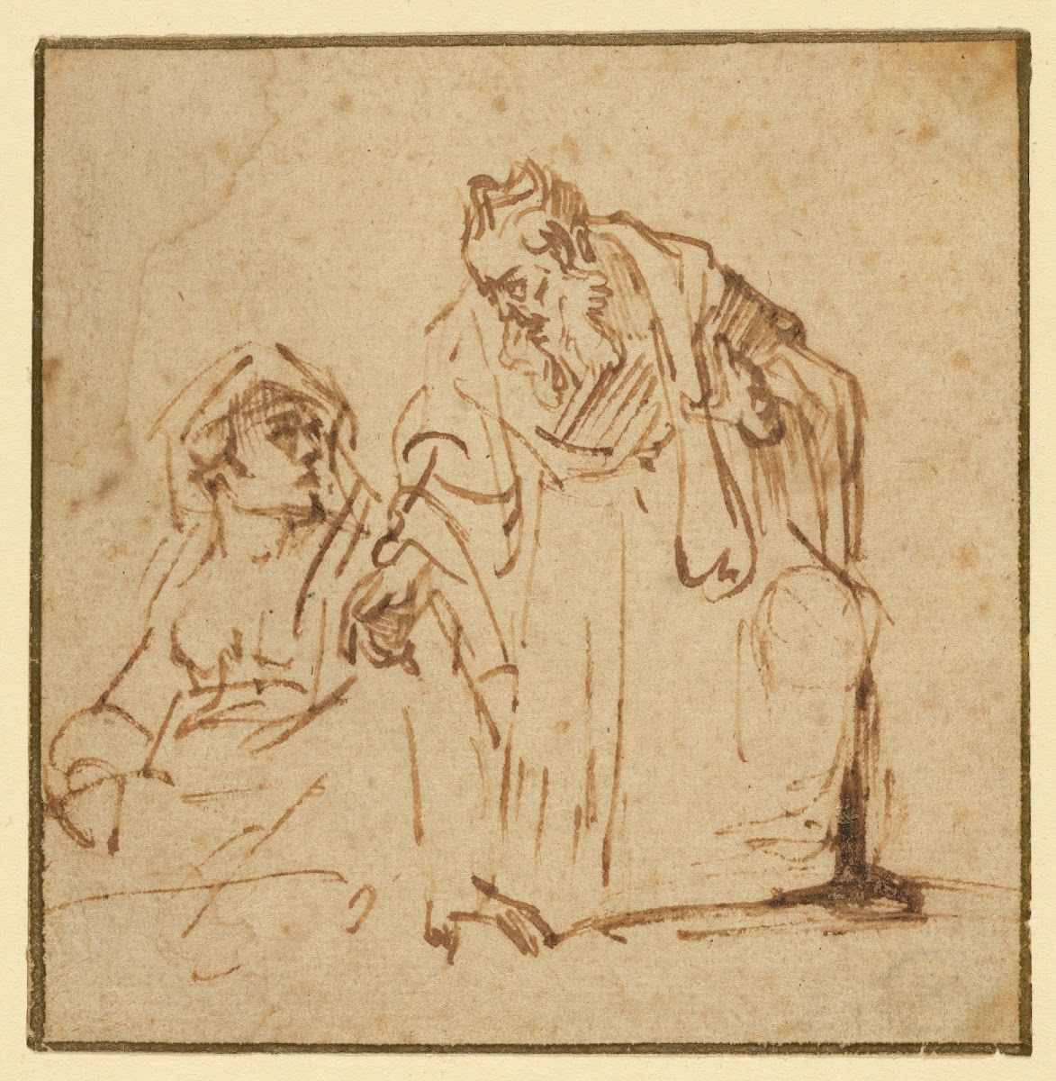Study of a Man Talking to a Woman Seated on the Left 16351636
