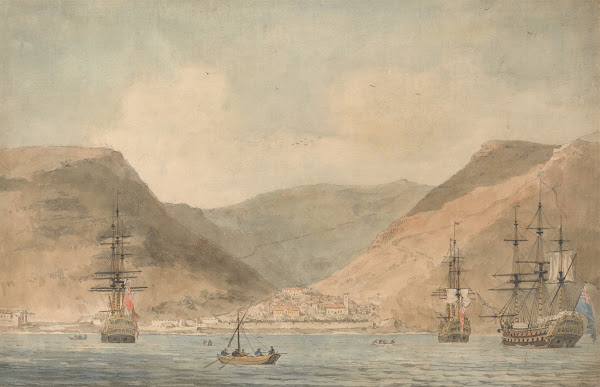 View of Jamestown St Helena From the Sea with Shipping