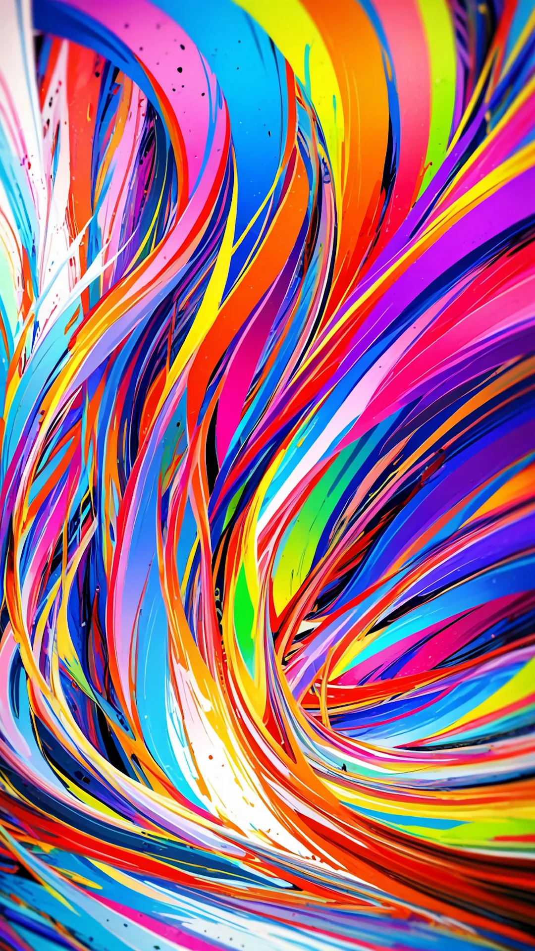 Dynamic Neon Flowing Ribbons Abstract Vibrant Streamers - Free 4K mobile Wallpaper