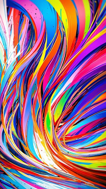 Dynamic Neon Flowing Ribbons Abstract Vibrant Streamers - Free mobile Wallpaper