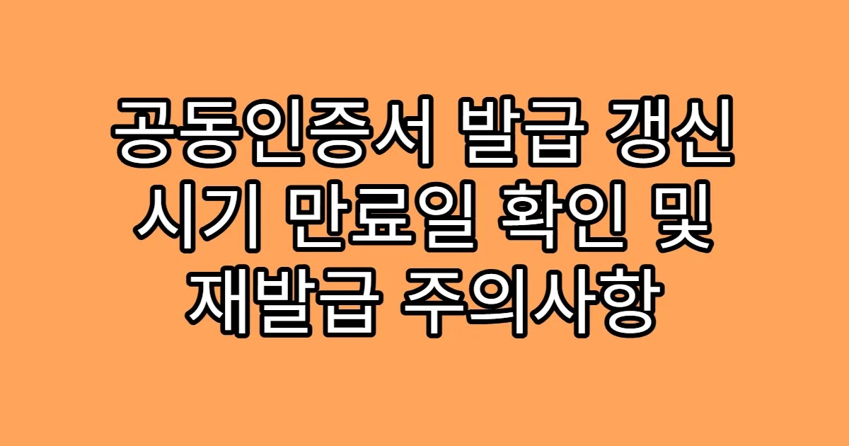 공동인증서 발급 갱신 시기 만료일 확인 및 재발급 주의사항
