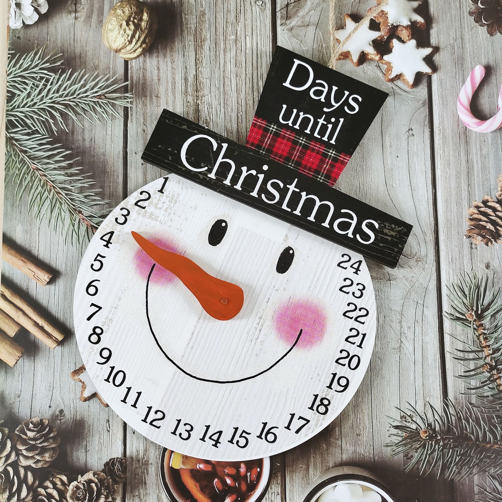Wooden Advent Calendar for Hanging, Christmas Decoration