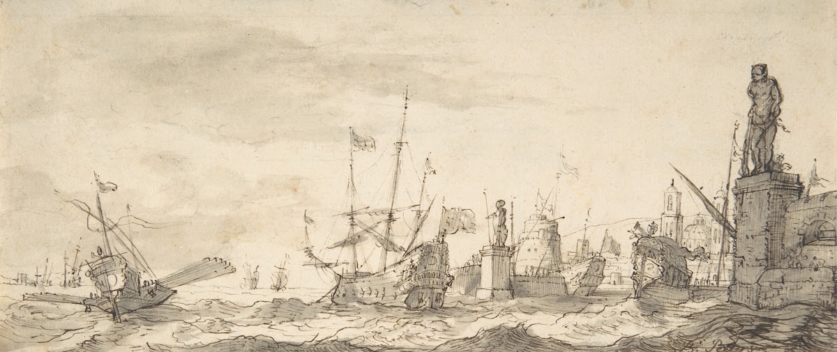 Capriccio View of a Mediterranean Port 17th century