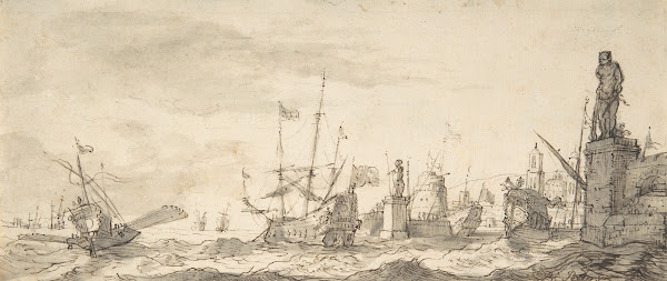 Capriccio View of a Mediterranean Port 17th century