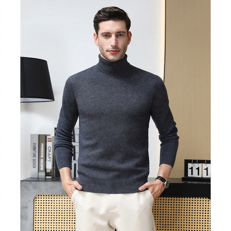 Men's Turtleneck Sweater made of 100% Merino Wool