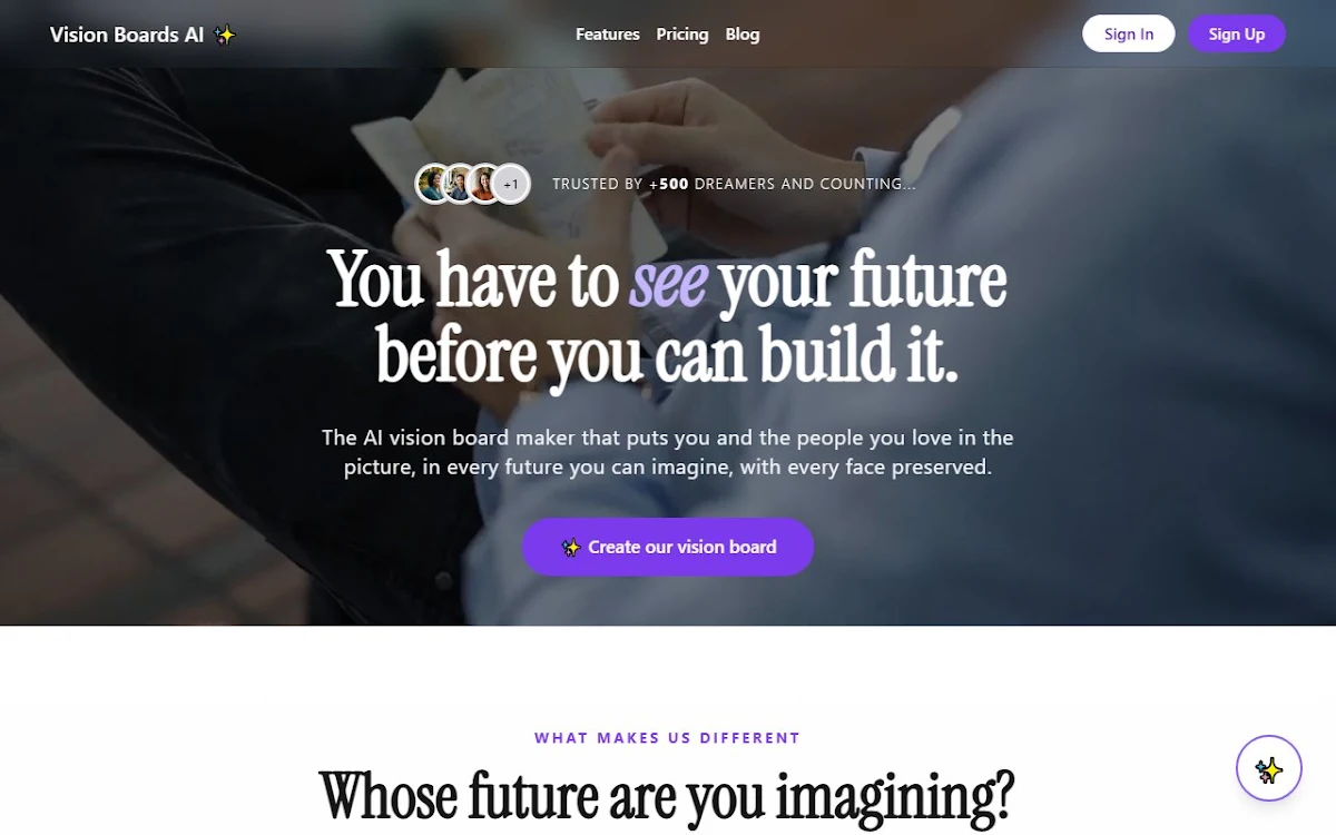 Captura de Vision Boards AI