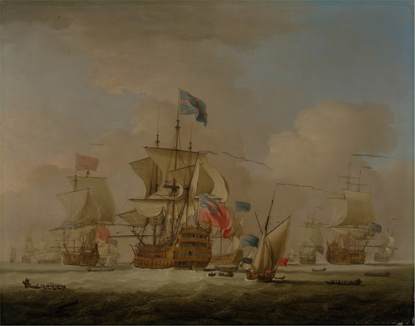 Men of War and a Sloop between 1720 and 1730