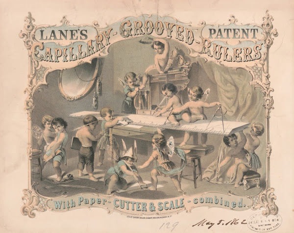 Lanes patent capillary grooved rulers With paper cutter  scale  combined 1862