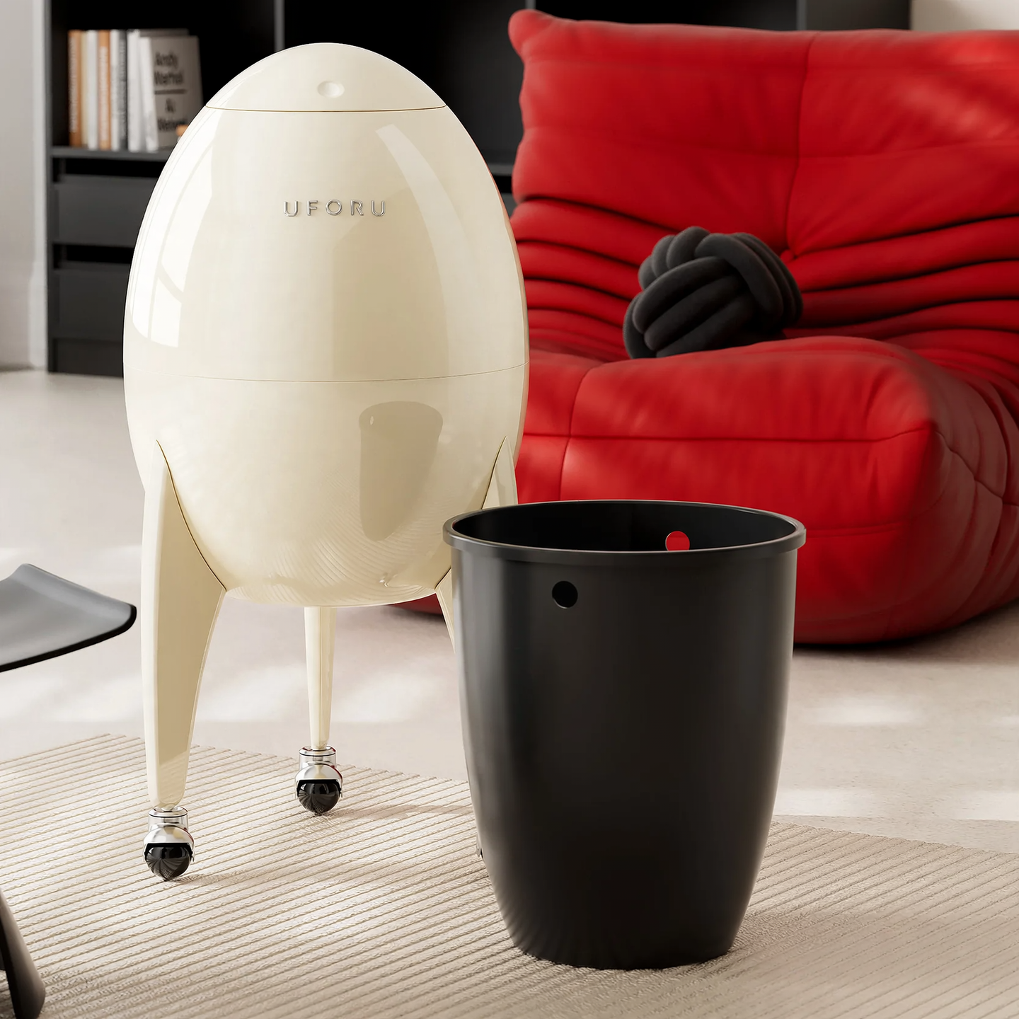 Trash can with push lid and wheels, 12 L
