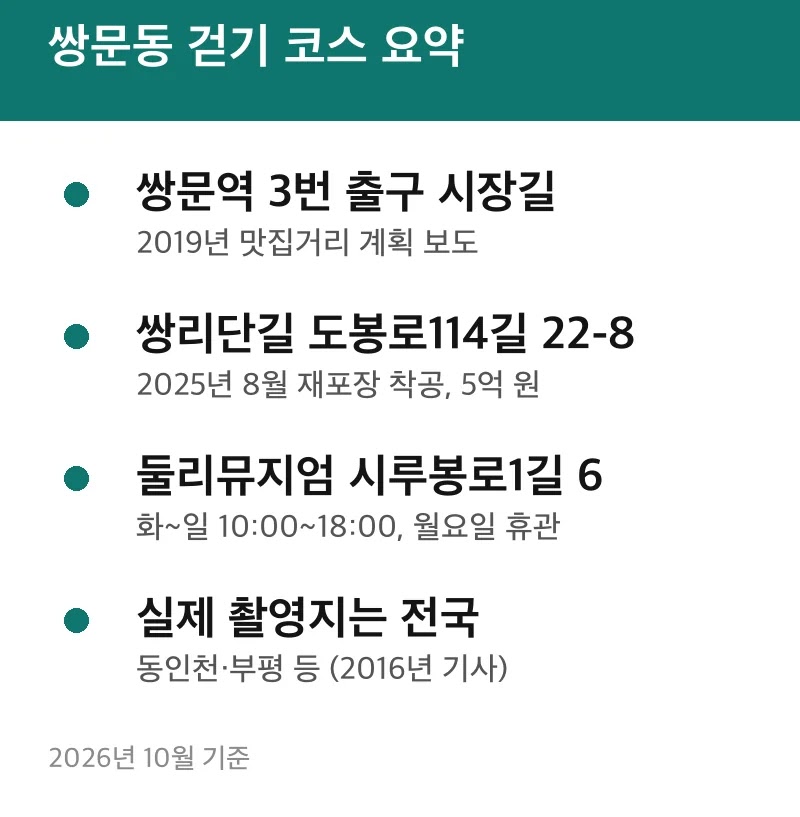 쌍문동 걷기 코스 요약