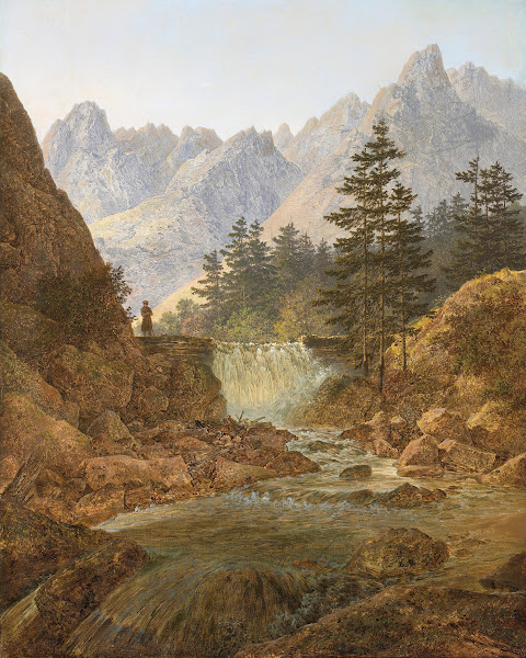 Gebirgslandschaft Mit Wanderer The Wanderer