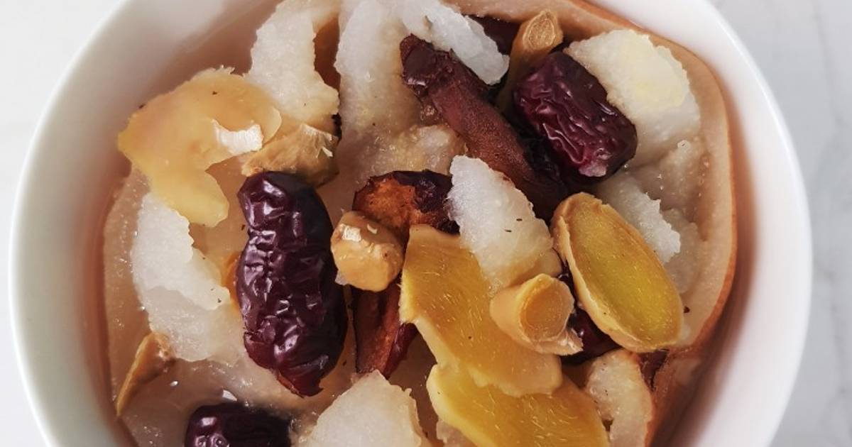 Lê hấp đường phèn táo đỏ