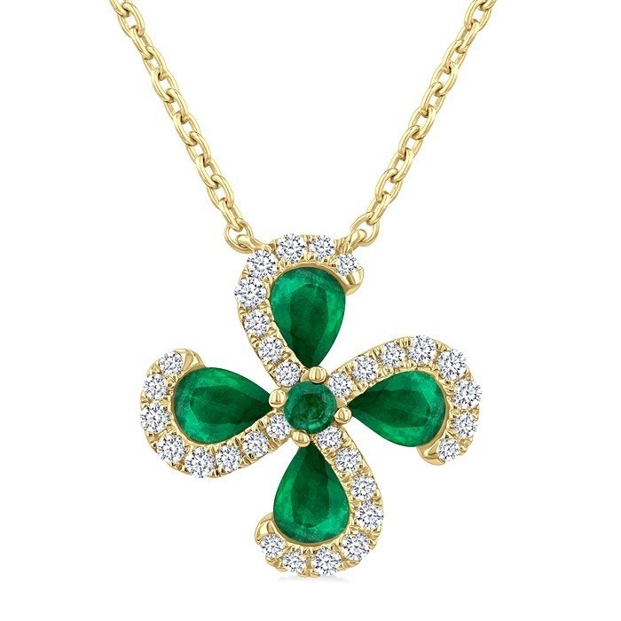 Pear Shape Floral Gemstone & Diamond Pendant