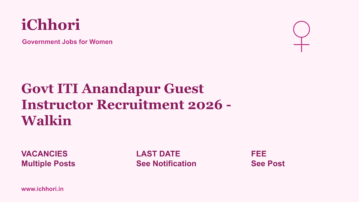 Govt ITI Anandapur Guest Instructor Recruitment 2026 - Walkin - iChhori