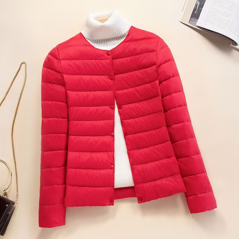 Lightweight, compressible down jacket for women