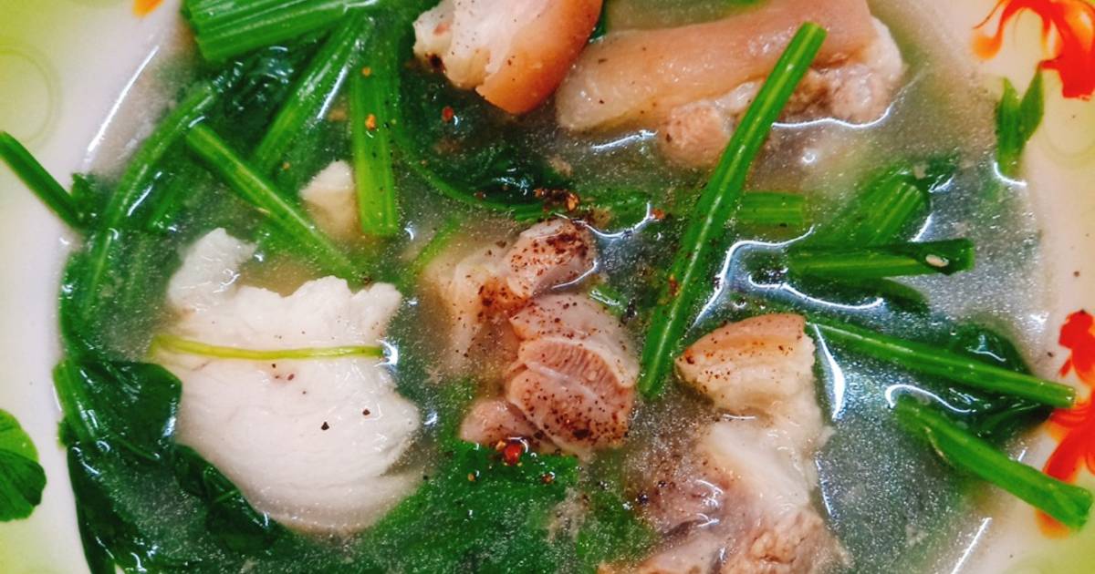 Cải bó xôi nấu thịt heo