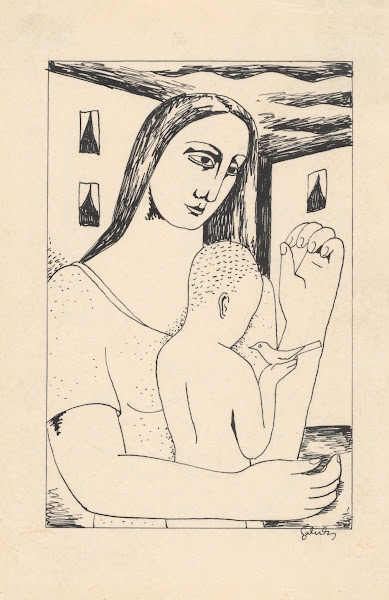 Mother and Child Playing with a Bird 19271928