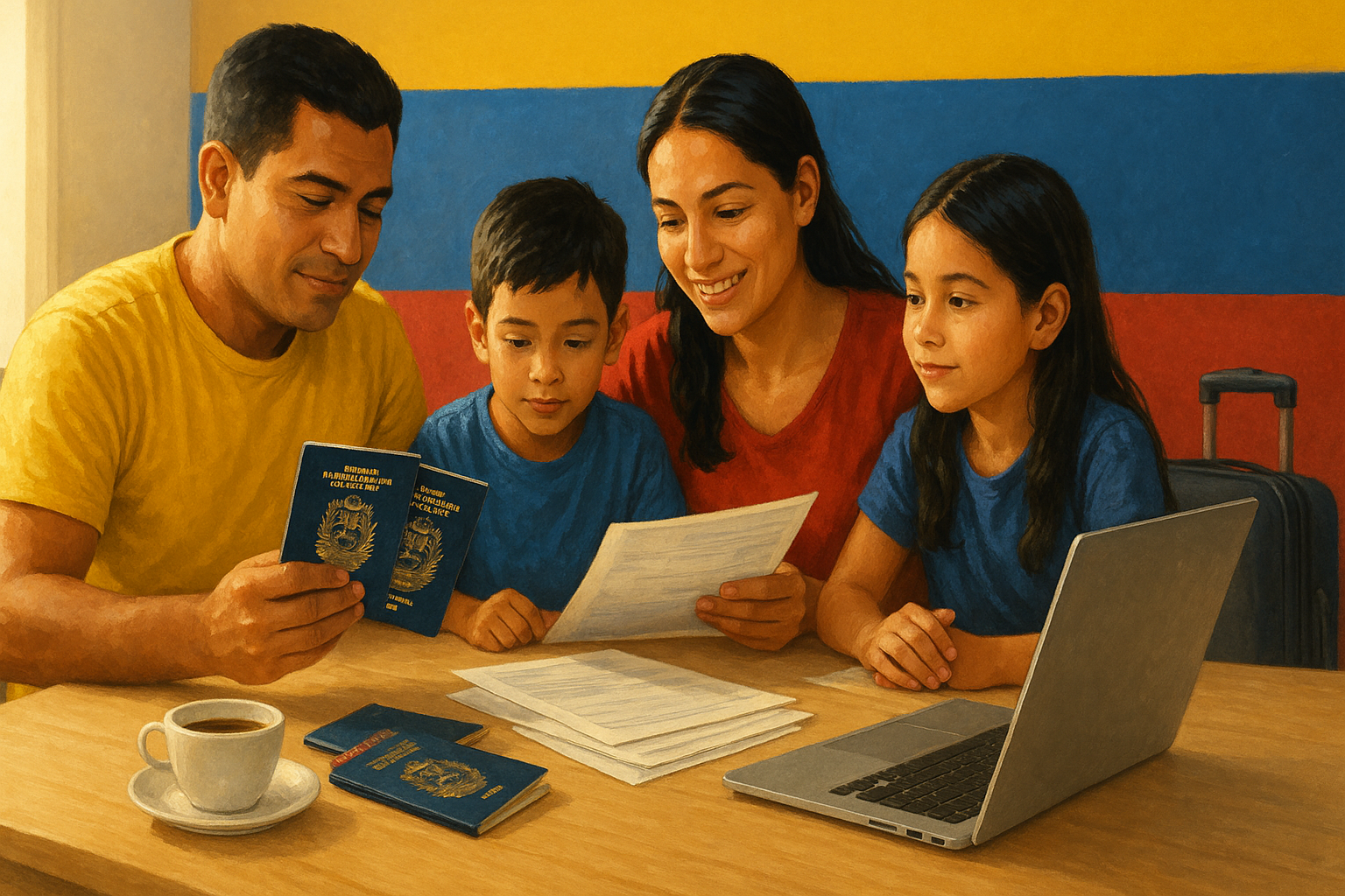 Venezolanos organizando documentos para cita SAIME y renovación de pasaporte venezolano