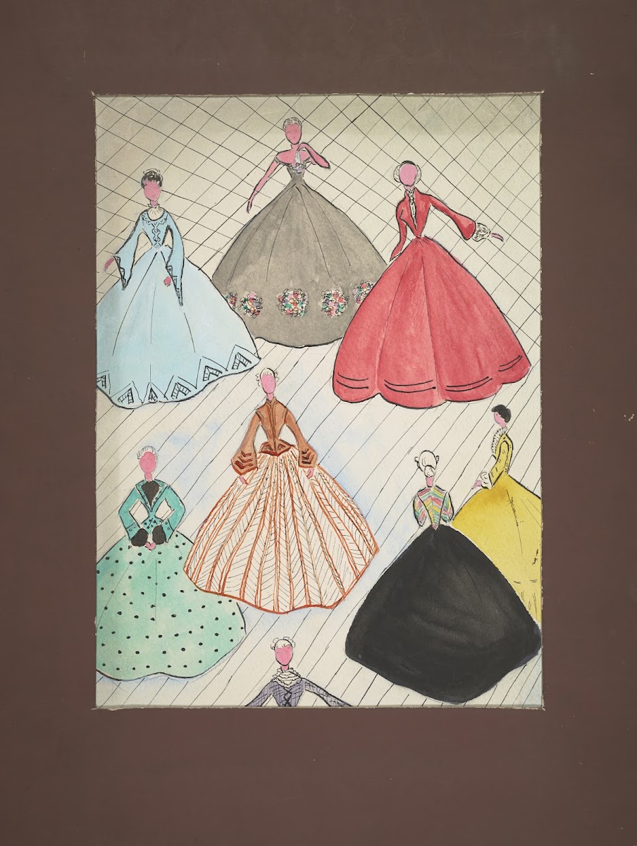 Eight Unidentified Characters in Large Ball Gowns 1934 1943