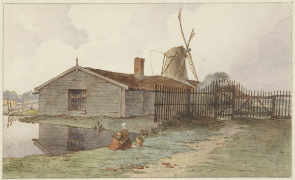 Molen met houten gebouwen bij Amsterdam 1859