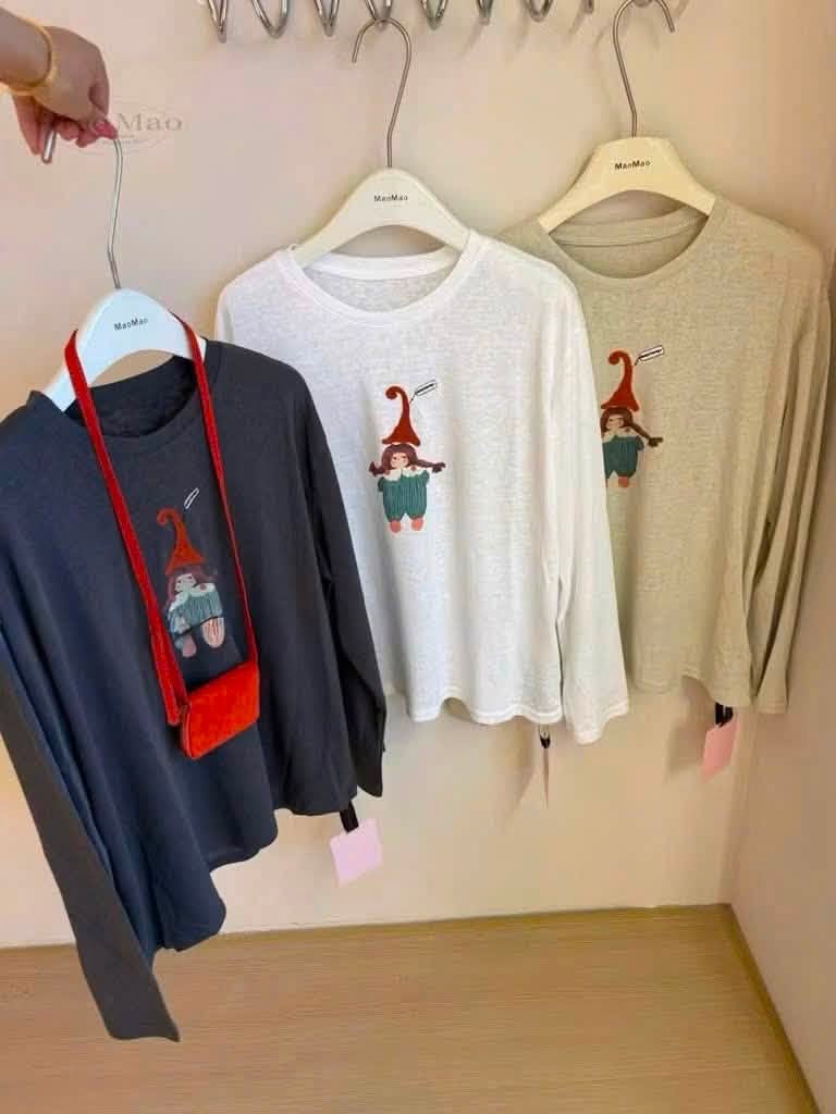 Áo thun in hình cô bé đội mũ XONXEN SHOP 933 – Image 5