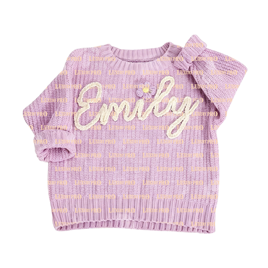 AOP Embroidered Baby Knitwear Solid Color
