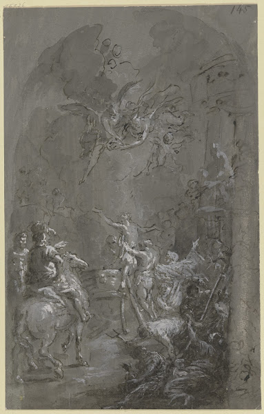 Martyrium des Heiligen Veit der nackte Heilige von Folterknechten umgeben am Ölk