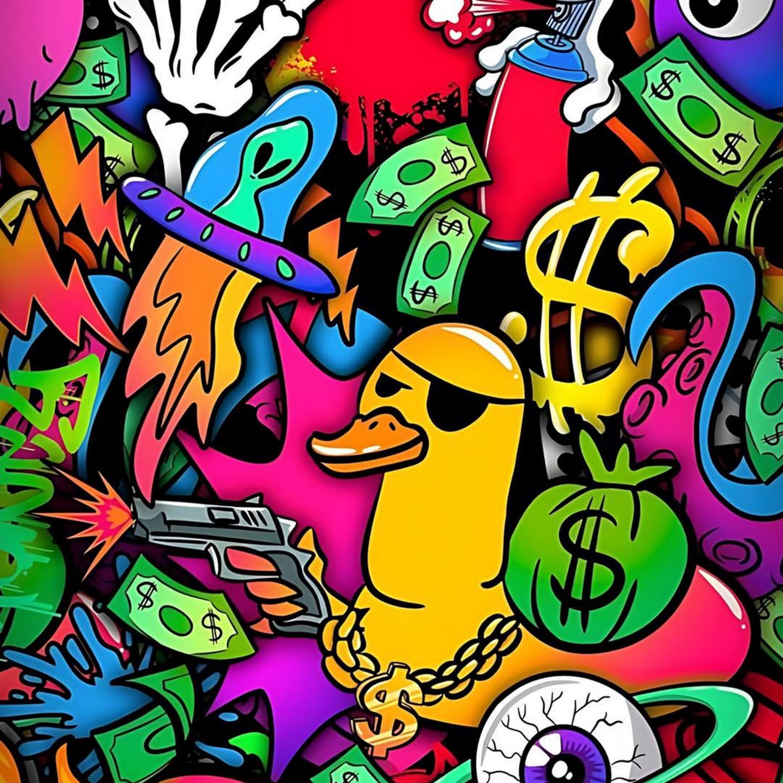 Download Graffiti Art, Cartoon Illustration, Pop Culture, Street Art Full HD iPhone
